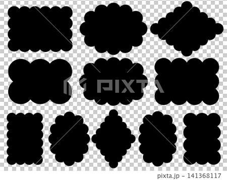 A set of fluffy silhouette frames in various shapes. A set of fluffy silhouette frames in various shapes. 141368117