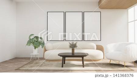 sofa armchair minimalist designin living room interior muji style.3D rendering sofa armchair minimalist designin living room interior muji style.3D rendering 141368376