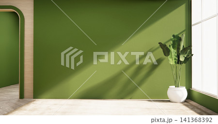 Wabisabi style living interior Green japanese room.3D rendering Wabisabi style living interior Green japanese room.3D rendering 141368392