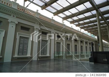 Historic Building Interior with Modern Glass Roof Historic Building Interior with Modern Glass Roof 141368490