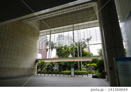 Modern Building Lobby with Greenery View Urban Architecture 141368684