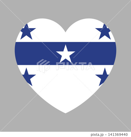 Flag of Gambier Islands heart icon, sticker, banner. Gambier Islands of French Polynesia flag heart shaped emblem graphic element, logo. Gambier Islands flag button, badge in heart shape. 141369440