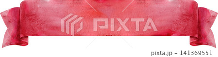 Watercolor ruby red ribbon 141369551