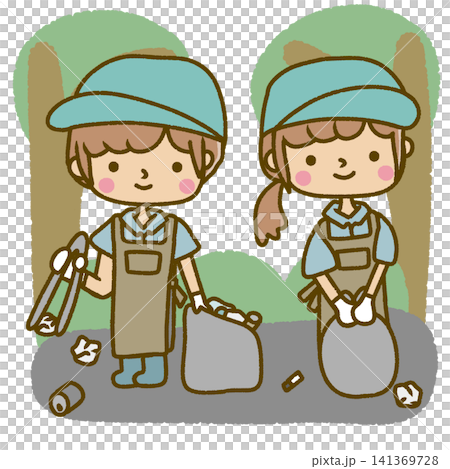 住んでいる場所のゴミ拾いをしている人たち。 住んでいる場所のゴミ拾いをしている人たち。 141369728