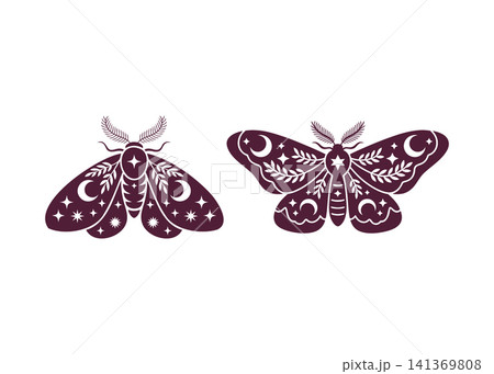 Spooky Halloween Celestial Magic Moth Icon Spooky Halloween Celestial Magic Moth Icon 141369808