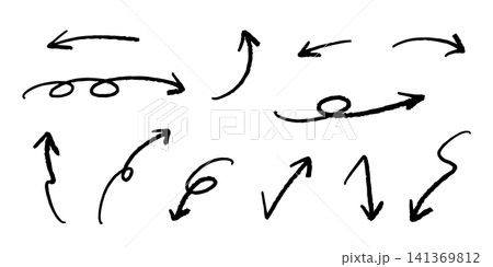 ベクターのペンの手書きの矢印セット 黒 ベクターのペンの手書きの矢印セット 黒 141369812