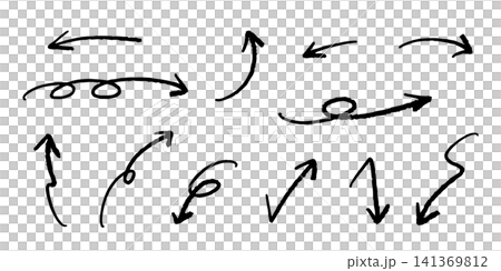 ベクターのペンの手書きの矢印セット 黒 ベクターのペンの手書きの矢印セット 黒 141369812