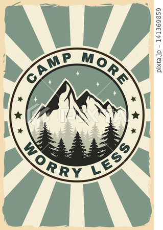 Vintage Camping Poster Vector, Mountain Camping Badge Poster, Retro Outdoor Adventure Wall Art Vector Illustration Vintage Camping Poster Vector, Mountain Camping Badge Poster, Retro Outdoor Adventure Wall Art Vector Illustration 141369859