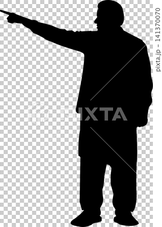 Man silhouette pointing finger forward showing leadership direction and purpose Man silhouette pointing finger forward showing leadership direction and purpose 141370070