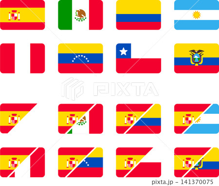 Spanish language country flag icons Spanish language country flag icons 141370075