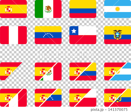 Spanish language country flag icons 141370075