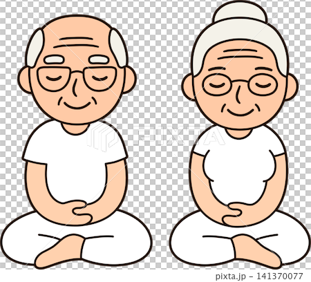 Meditating senior couple Meditating senior couple 141370077