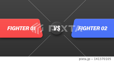 Versus Horizontal Black Banner, Vector Illustration. Red vs Blue Fighter Comparison Label for Game Stream Overlay. Battle Screen, Tournament Match. Esports Design, Competition Concept Versus Horizontal Black Banner, Vector Illustration. Red vs Blue Fighter Comparison Label for Game Stream Overlay. Battle Screen, Tournament Match. Esports Design, Competition Concept 141370105
