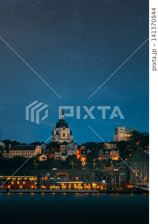 Panoramic Night Skyline of Sodermalm and Gamla Stan 141370844