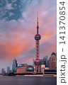 Oriental Pearl Tower at sunset, Shanghai skyline Oriental Pearl Tower at sunset, Shanghai skyline 141370854