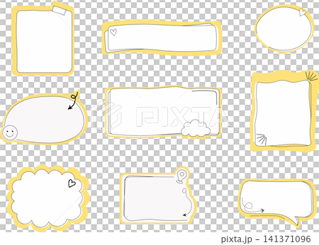 Cute doodle frames and message speech bubble labels mockup collection for school notes Cute doodle frames and message speech bubble labels mockup collection for school notes 141371096