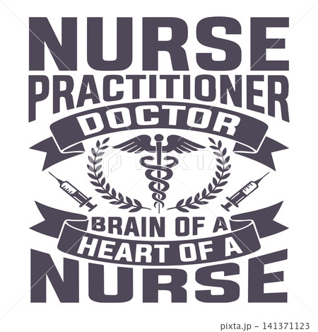 Nurse Practitioner Doctor with Caduceus and Syringes Vector Illustration Nurse Practitioner Doctor with Caduceus and Syringes Vector Illustration 141371123