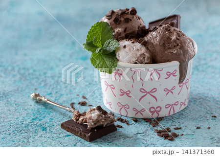 Homemade chocolate ice cream. Homemade chocolate ice cream. 141371360