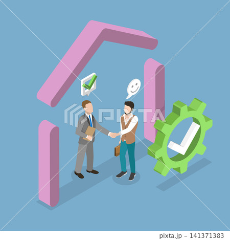 3D Isometric Flat Vector Illustration of Real Estate Deal, Buying And Selecting Property 141371383