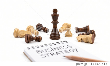 Business strategy concept with standing king chess piece and fallen pawns strategy business management leadership planning competition standing corporate decision professional objective Business strategy concept with standing king chess piece and fallen pawns strategy business management leadership planning competition standing corporate decision professional objective 141371413