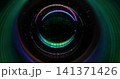 Holographic sphere. Round portal. Fantasy circle lens reflection light flare. Bubble prism mix swirl flow glow defocused background. 141371426