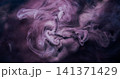 Magic ink splash. Smoke texture. Purple cosmic flow wave swirling paint mist. Mystic stream defocused puff explosion abstract background. 141371429