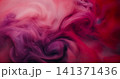 Shimmering flow. Smoke blow. Purple underwater paint stream swirl mix red pink background. Colorful fantasy curl floating vapor defocused splash. 141371436