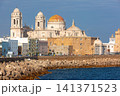Cadiz Cathedral and Atlantic waterfront in Cadiz, Andalusia, Spain 141371523