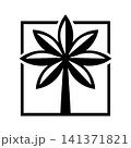 Tropical Palm Tree Square Logo Minimal Vector Icon 141371821