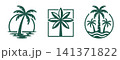 Tropical Palm Tree Logo Collection Vector Set 141371822