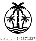 Tropical Palm Island Circle Logo Silhouette Vector 141371827