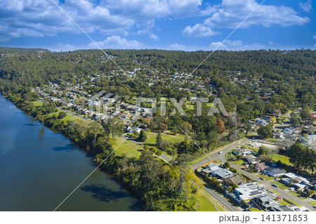 Aerial photograph of residential housing in Leonay in the Blue Mountains Aerial photograph of residential housing in Leonay in the Blue Mountains 141371853