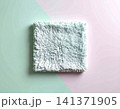 Mockup for home interior content. Modern carpet in pastel colors on a white background. Home decor. Top view. 141371905