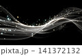 Abstract silver glowing wave on black background 141372132