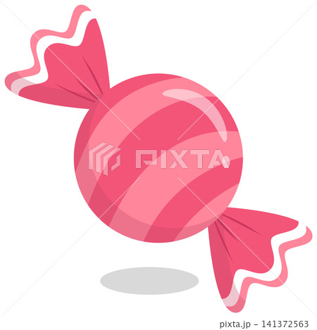 Cute Kawaii Pastel Red Striped Candy Vector Icon 141372563