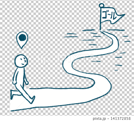 Graphic recording-style illustration of a person moving towards a goal | Goal, Growth, Person Graphic recording-style illustration of a person moving towards a goal | Goal, Growth, Person 141372858