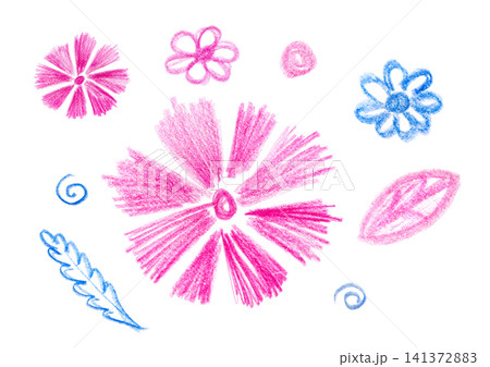 Hand drawn crayon flower on black Hand drawn crayon flower on black 141372883