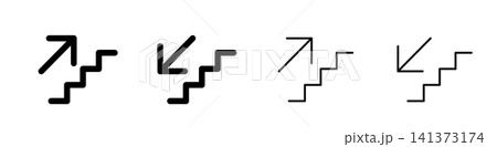 Stairs icon, staircase pictogram with up and down arrows Stairs icon, staircase pictogram with up and down arrows 141373174
