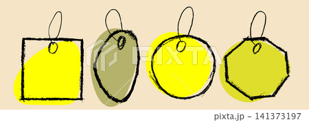 Hand drawn paper label, tag price isolated Hand drawn paper label, tag price isolated 141373197