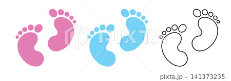 Baby foot print icon, child bare feet vector footprint silhouette Baby foot print icon, child bare feet vector footprint silhouette 141373235