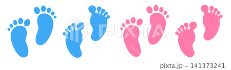 Baby foot print icon, child bare feet vector footprint silhouette 141373241