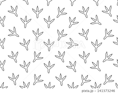 Bird footprint icon, chicken paw vector track, turkey foot print line pattern Bird footprint icon, chicken paw vector track, turkey foot print line pattern 141373246