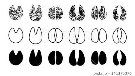 Cow hoof footprint icon, goat or sheep line track Cow hoof footprint icon, goat or sheep line track 141373370