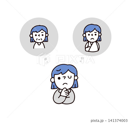 怪我や老後を不安に思う若いスーツの女性のイラスト 141374003
