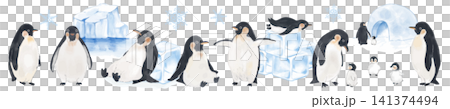 A banner with penguins arranged horizontally. A banner with penguins arranged horizontally. 141374494