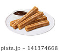 チュロス（皿、チョコソース付き） 141374668