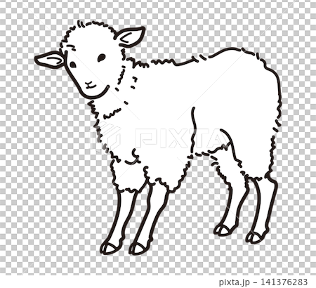 Cute lamb line art illustration, perfect for New Year's cards for the Year of the Sheep. 141376283