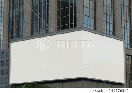Corner angled outdoor electronic digital billboard mockup on building Corner angled outdoor electronic digital billboard mockup on building 141376343