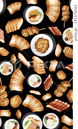 Seamless Vector Pattern of Roasted Duck and Crispy Pork Belly Seamless Vector Pattern of Roasted Duck and Crispy Pork Belly 141376502