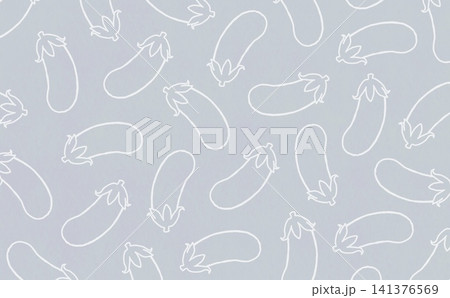 ナスの線画のパターン(ホワイト×グレー) ナスの線画のパターン(ホワイト×グレー) 141376569